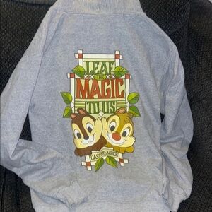 Disney Cast Member Chip & Dale Full Zip Hoodie Leaf The Magic To Us SMALL Rare!
